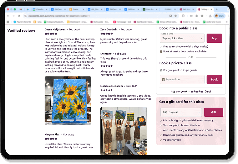 Automated review request emails and SMS for workshops