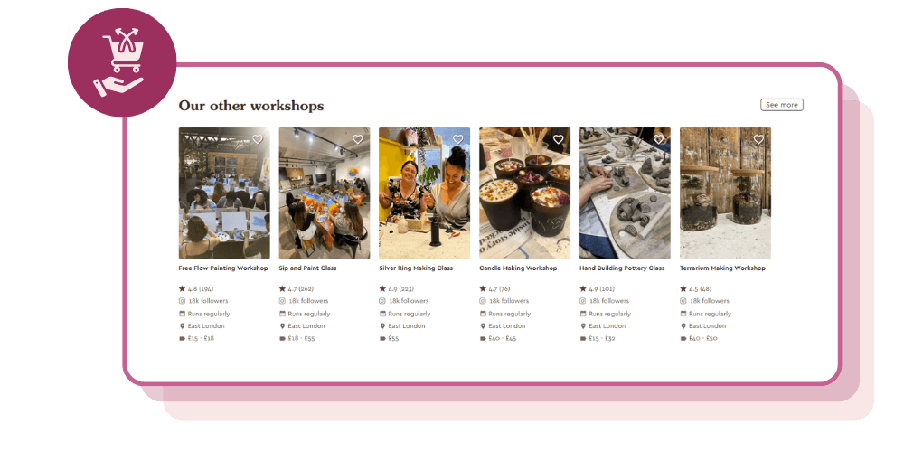 Cross sell classes in user journey