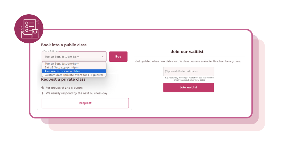 Booking system with waitlist feature